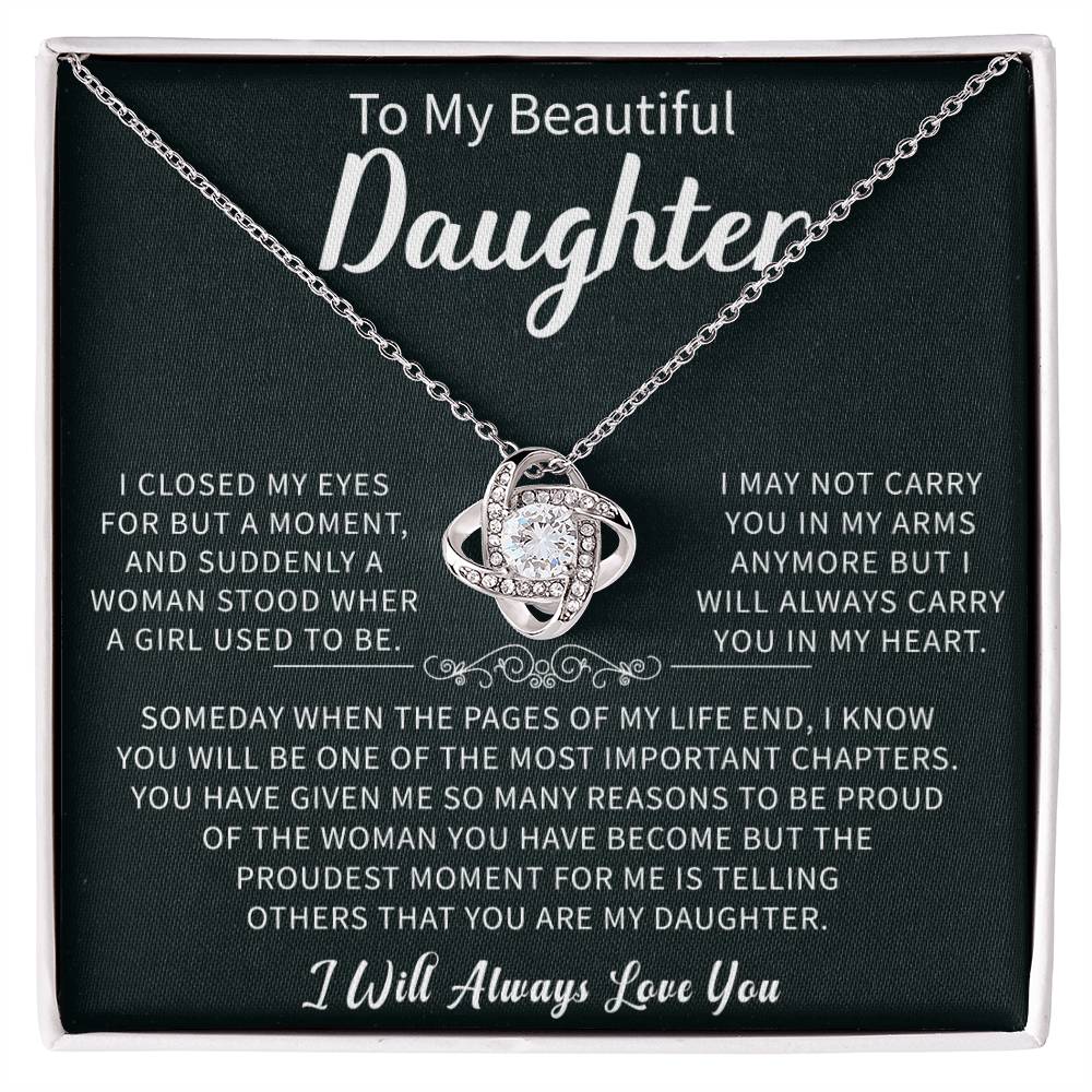 To my Beautiful Daughter Love Knot Necklace - Gifts for Beautiful Daughter - Beauty Belliss
